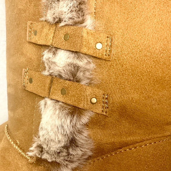 HStylish Brown Slip On Calf High Fur-Lined Waterproof Winter Snow Boot Sz 9 - Picture 9 of 16